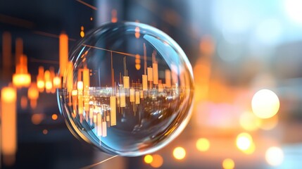 Global Market Trends Encapsulated: A Visual Representation of Financial Data Within a Crystal Sphere