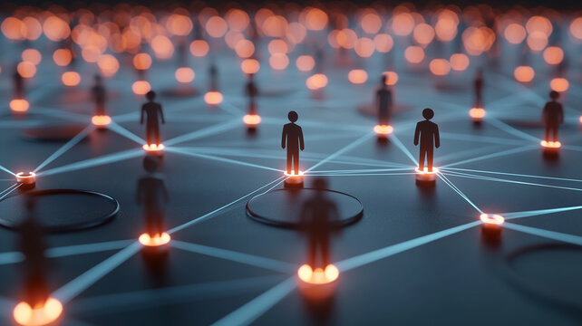 Image of a group of people and the concept of communication network. social media. human resources