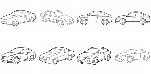 Car – Outline Coloring Book Line Art Set