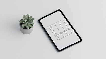 Digital planner tablet, blank schedule