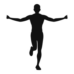 Silhouette Of Athlete Running With Arms Extended In Victory Celebration Isolated.