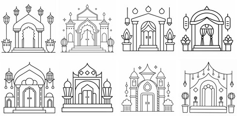 Fototapeta premium Hall Decoration – Outline Coloring Book Line Art Set