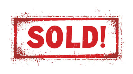 Grunge Red "SOLD!" Rubber Stamp Vector on White Background