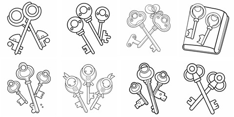 Keys &ndash; Outline Coloring Book Line Art Set