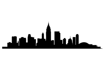 Naklejka premium Silhouette skyline of Cleveland with prominent buildings.