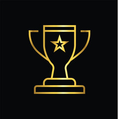 gold color trophy icon, flat, design, vector, illustrations, education, style, trendy, collections