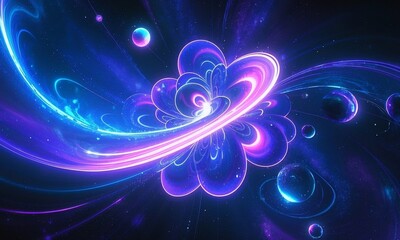 Fototapeta premium Abstract neon fractal wallpaper with space