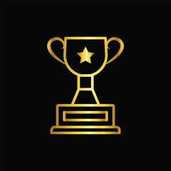 gold color trophy icon, flat, design, vector, illustrations, education, style, trendy, collections