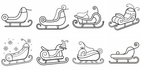 Fototapeta premium Cozy Winter Sledge – Outline Coloring Book Line Art Collection