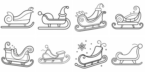 Obraz premium Cozy Winter Sledge – Outline Coloring Book Line Art Collection
