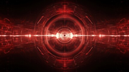 Fototapeta premium Abstract Red Circular Pattern with Light Effects and Digital Texture