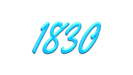 Glowing blue effect of number 1830 on white background.