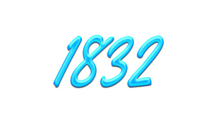 Glowing blue effect of number 1832 on white background.