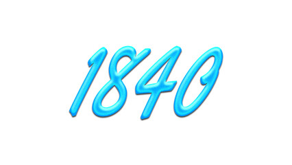 Glowing blue effect of number 1840 on white background.