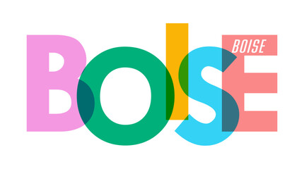 BOISE. The name of the city on a white background. Vector design template for poster, postcard, banner