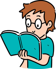 Illustration of man reading book
