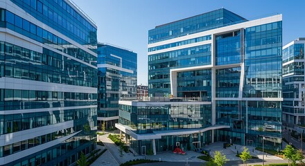 Azure Metropolis: A Day in Glass and Steel AI Generated