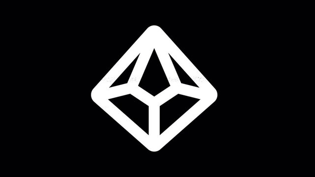 Icon dice d10 is distorted. Glitch. Noise, chromatic aberration, geometric distortion. Transparent background, looped. In-Out looped. Alpha BW at the end