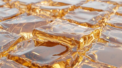 Golden Liquid Cubes Abstract Luxury Background