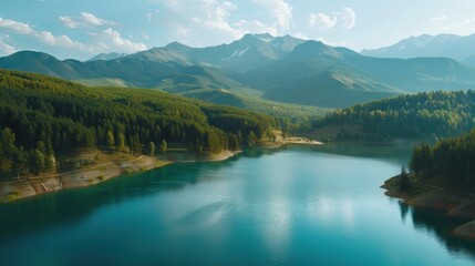Fototapeta premium Serene Mountain Lake Landscape