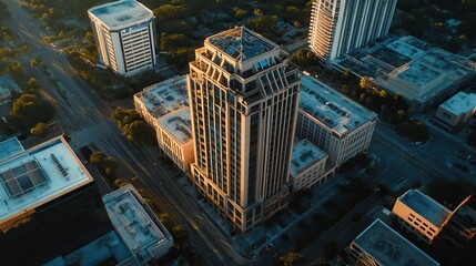 Fototapeta premium Aerial View of Downtown Fort Lauderdale FL Showcasing Iconic Highrises and Business District