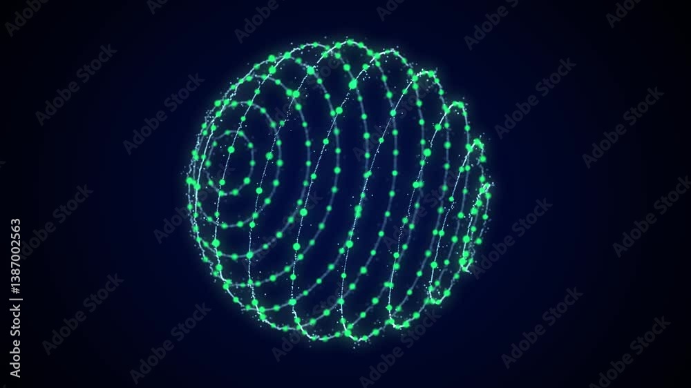Poster futuristic sphere made of particles for connect network. flow of particle in cyberspace. space energ