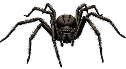 Detailed Vector Illustration of a Large Black Spider AI Generated