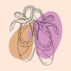 Stylish ballet shoes in line art design showcasing creativity and elegance on a pastel background Generative AI