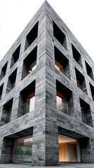 Modern architectural design showcasing a unique textured building in an urban environment