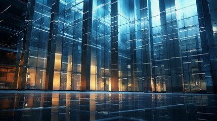 Fototapeta premium Modern glass office building at night