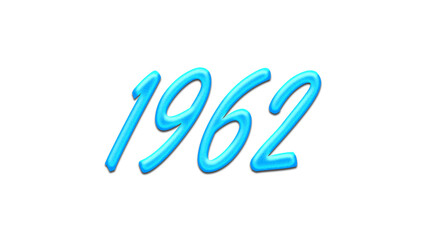 Glowing blue effect of number 1962 on white background.