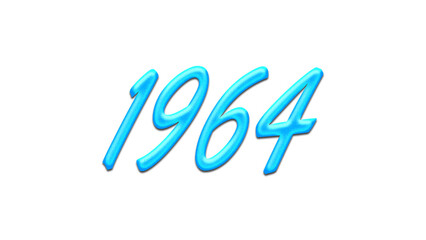 Glowing blue effect of number 1964 on white background.