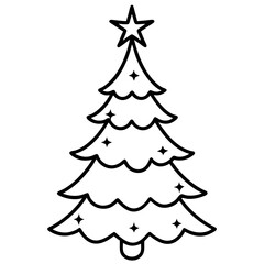 Christmas Tree Glow Vector Illustration – Cartoon, Clipart & Line Art Design