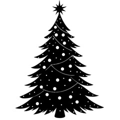 Christmas Tree Glow Vector Illustration – Cartoon, Clipart & Line Art Design