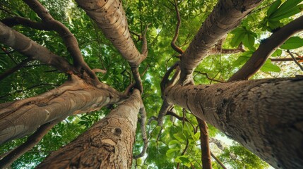 Fototapeta premium Forest tree with its branches reaching up towards the sky