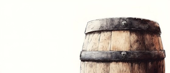 Obraz premium Aged Wooden Barrel Against White