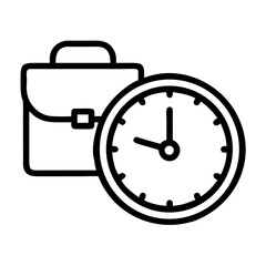 Clock with Briefcase Representing Time Management Icon Design