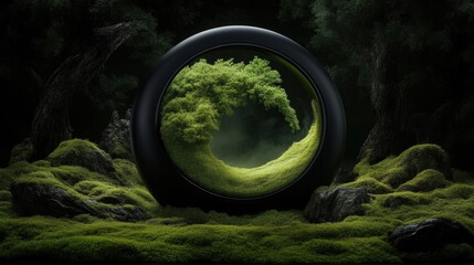 Circular mossy landscape