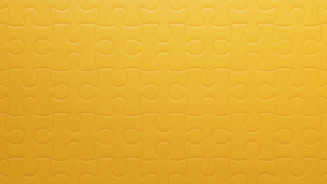 Perfectly Assembled Yellow Jigsaw Puzzle: Unity and Completeness in Seamless Design