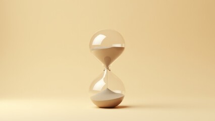 Hourglass With Sand Against Beige Background