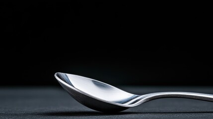Sleek spoon on dark background