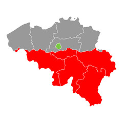 Wallonia of Belgium map symbol, travel web flat concept icon vector illustration .