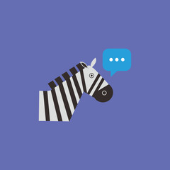 Cute Flat Zebra Head Illustration with Speech Bubble, perfect for educational projects, children’s content, nursery wall art, or learning tools.