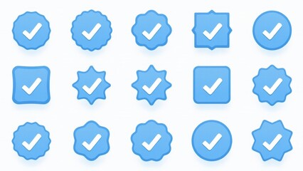 Blue Check Verification Badge Icon Collection