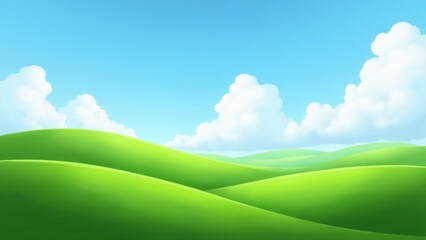 Obraz premium Green Hills Under A Blue Sky