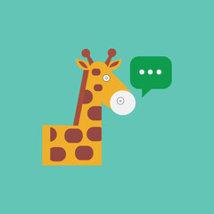Flat Cartoon Giraffe Head with Speech Bubble, is ideal for children’s books, educational posters, learning games, and digital content for kids.