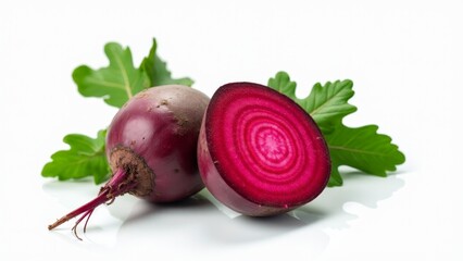 Fresh Beets With Leaves On White