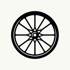 Fototapeta premium very simple flat and single minimalist Bicycle Rim Silhouettes in black on a white background