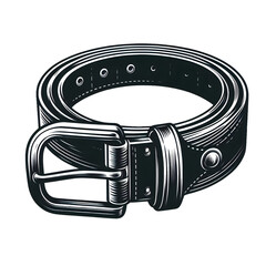 black leather belt on white