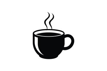 A steaming coffee mug icon silhouette art design.eps